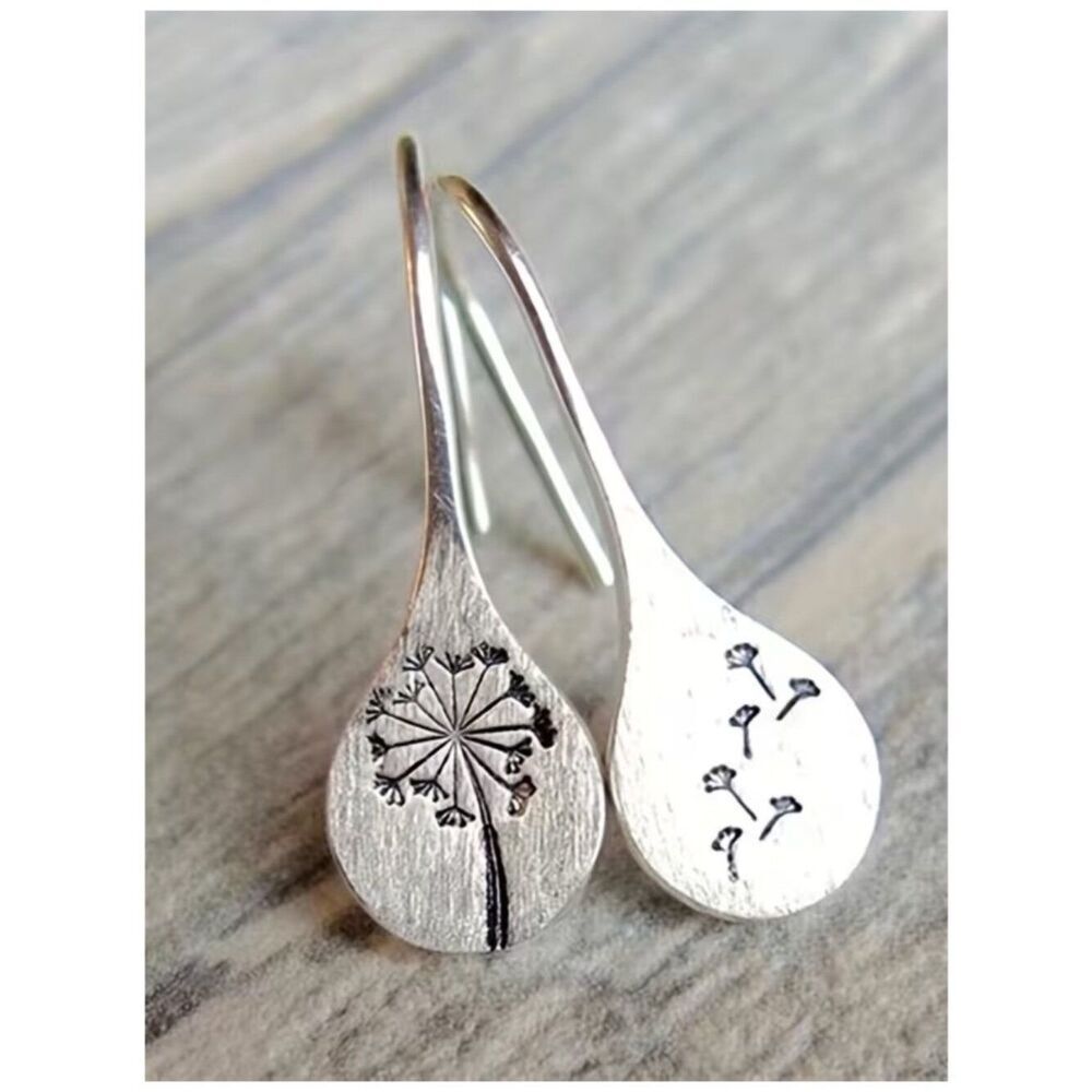 Dandelion Minimalist Botanical Earrings Hypoallergenic Handmade Teardrop Simple